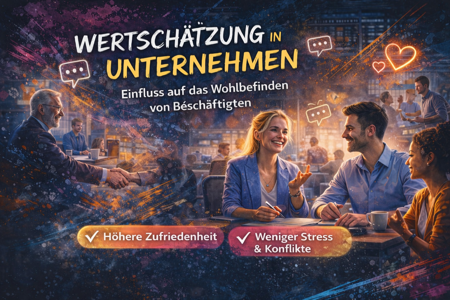 Kollegen im wertschätzenden Dialog im Büro