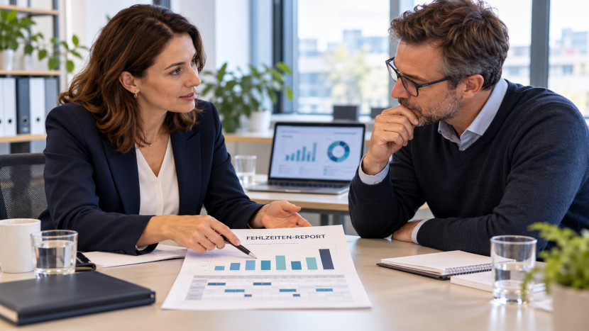 HR-Verantwortliche analysieren psychisch bedingte Fehlzeiten und betriebliche Belastungsfaktoren