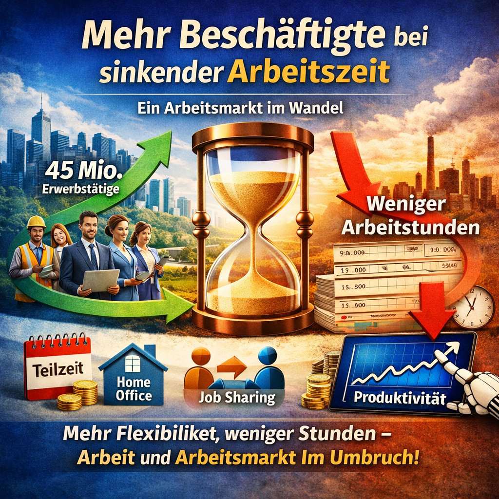 Mehr Menschen arbeiten, aber mit geringerer durchschnittlicher Arbeitszeit