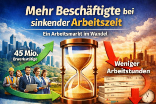Trend zu mehr Erwerbstätigen bei gleichzeitig sinkender durchschnittlicher Arbeitszeit