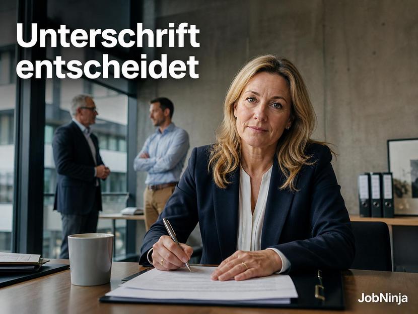 Arbeitnehmer prüft die Unterschrift auf einem Kündigungsschreiben
